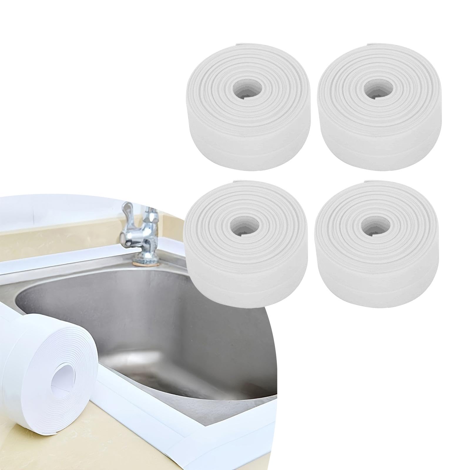 2 Cintas de Sellado Impermeables, Tira Selladora de Calafateo, Práctico Protector de Bordes Multiusos, Tira de Calafateo para Encimera de Cocina, Colo, 4 Piezas