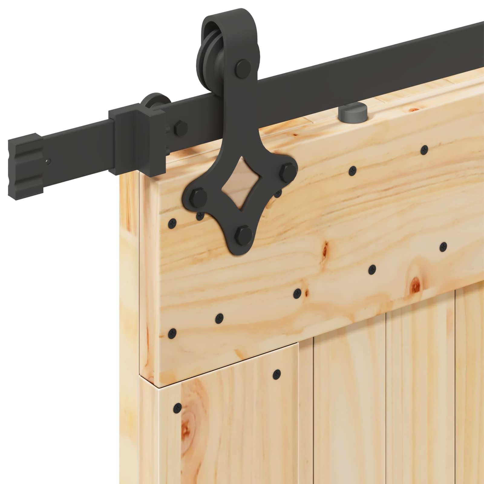vidaXL Puerta Corredera Narvik Natural y Negro 100 x 210 cm (213,5 cm), Tira de Puerta corrediza Moderna, Granja Funcional, riel de Madera para Decorar y Dividir Espacios Interiores