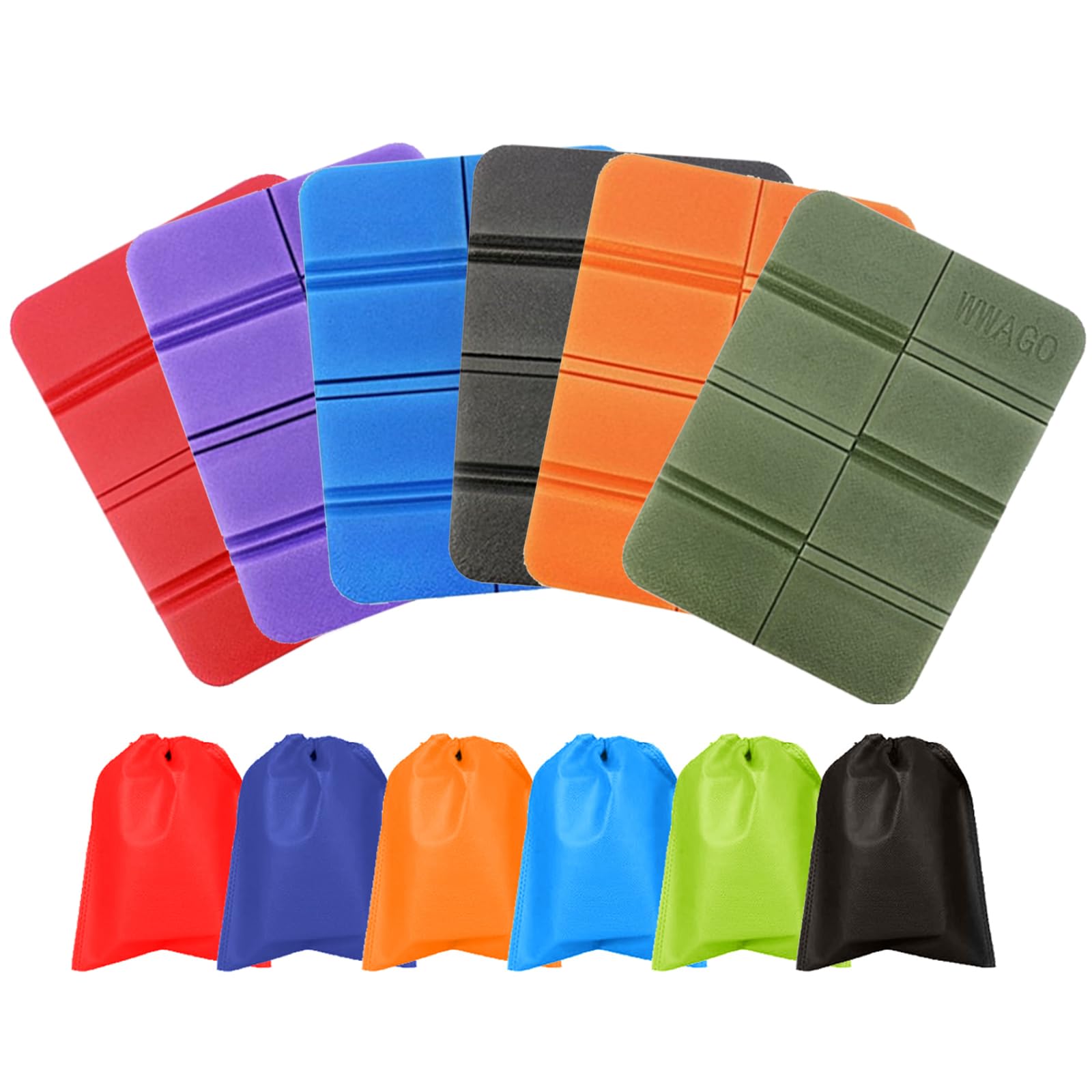 SJDOFU Folding Foam Sit Mat, 6 PCS Mat Hiking with 6 Color Storage Bags, Folding Foam Sit Mat Foldable Outdoor Seat Seat Pad for Outdoor Camping Park Picnic Hiking