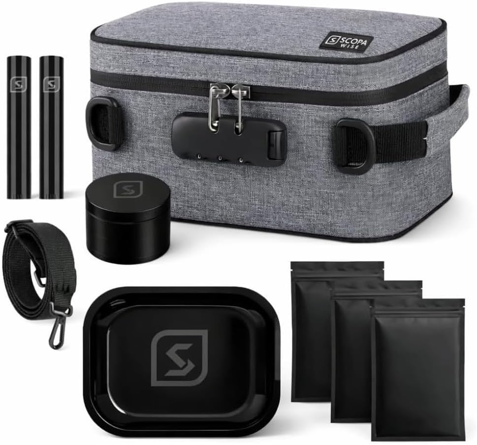 Smell Proof Bag with Lock | Odor Control Travel Organizer with Activated Carbon | Discreet & Secure Storage Case | Durable Design | 12-Month Warranty (Grey)