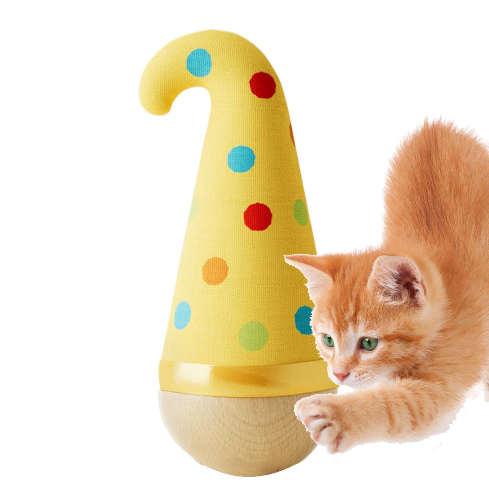 Cat Wobble Toy, Wooden Pet Enrichment Game, Wobble Toy Indoor Cats, For Lick Whack Pets And Small Animal Christmas Windowsill Home Bedrooms Exercises.
