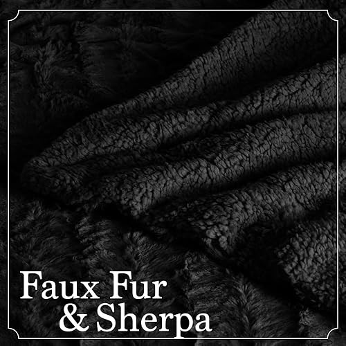 Miniatura 3 de The Connecticut Home Company - Manta reversible de felpa suave, piel sintética y sherpa, manta gruesa y cálida para cama, cómoda, lavable y