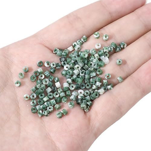Miniatura 3 de Cuentas cilíndricas cortas de jade africano natural de 0.079 x 0.18 pulgadas, 155 piezas de tubos sueltos semi piedras preciosas para diseño de