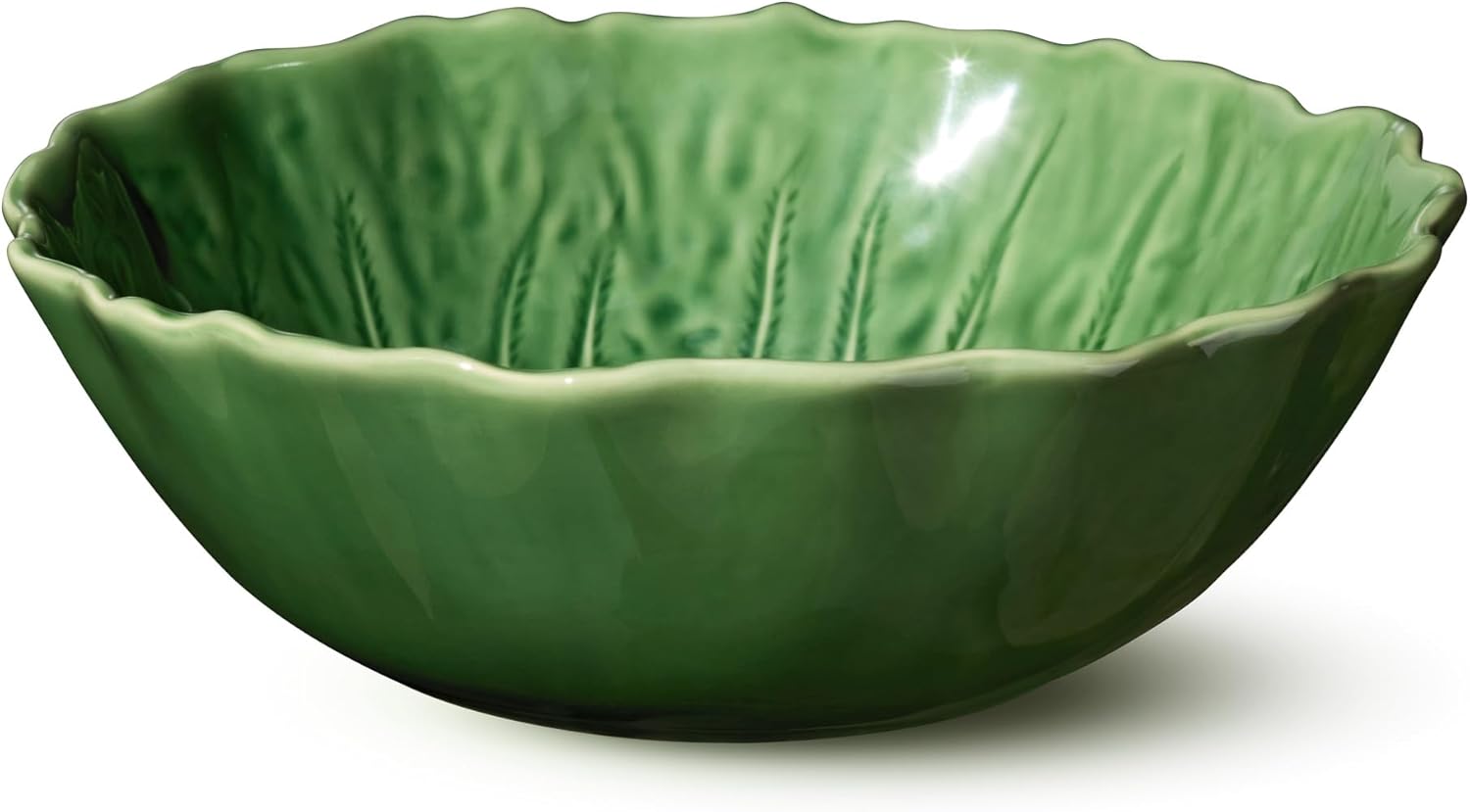 Le Jardin Cabbage 3D SOUP/CEREAL BOWLS, SET OF FOUR, 8.5" x 2.75" – Sculpted Green Stoneware Leaf Bowls– Seasonal Garden-Inspired Serveware for Soups, Salads, Pasta & Everyday Entertaining
