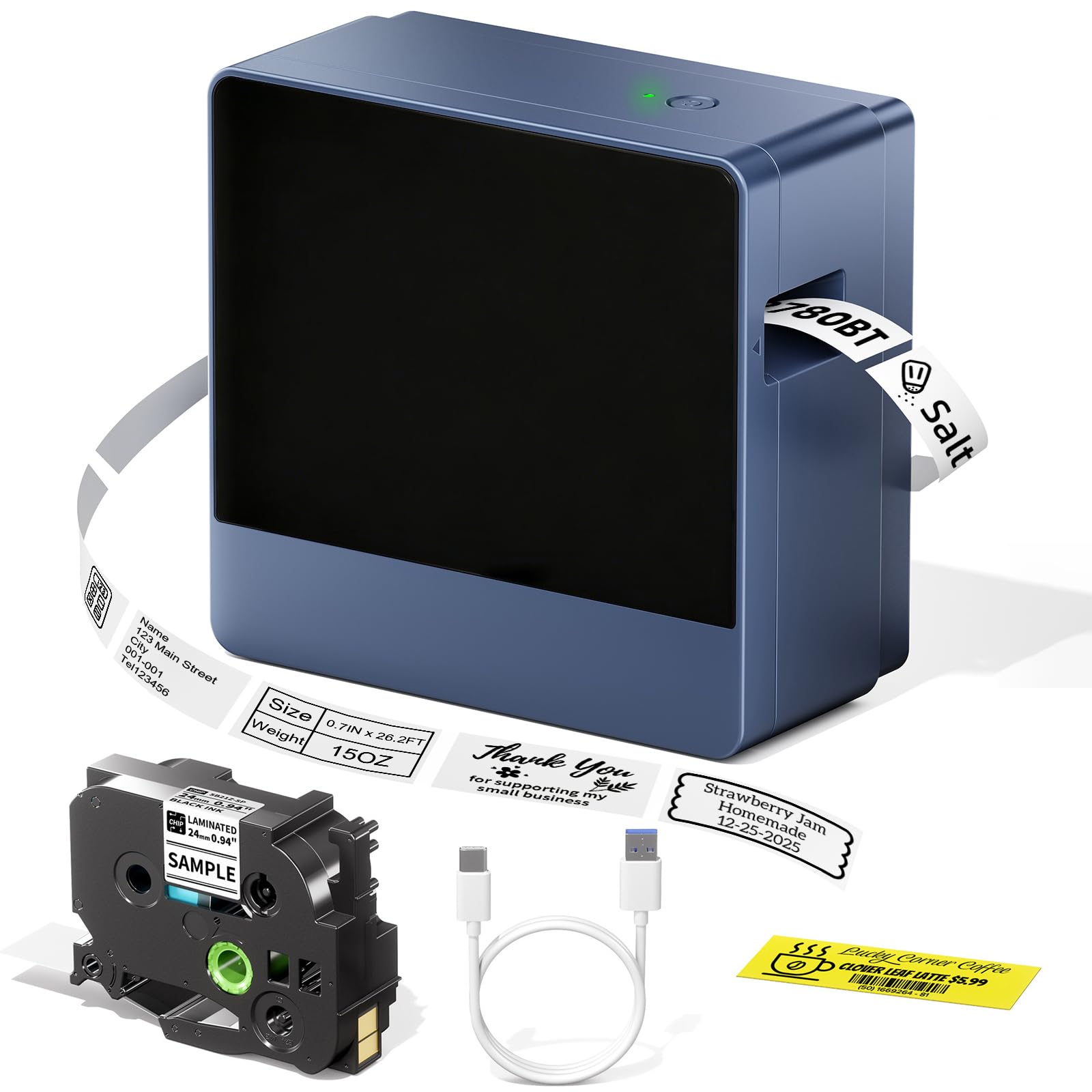 1 Inch Label Maker Machine with-Tape Large Print, Rechargeable Label Maker Waterproof-Labels, Wireless Bluetooth Labeler Print Wide Tapes 9mm 12mm