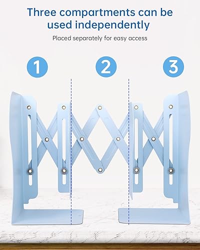 Miniatura 4 de Honagu Sujetalibros ajustables, extremos de metal para estantes pesados, organizador de archivos de revistas de escritorio para el hogar, oficina,