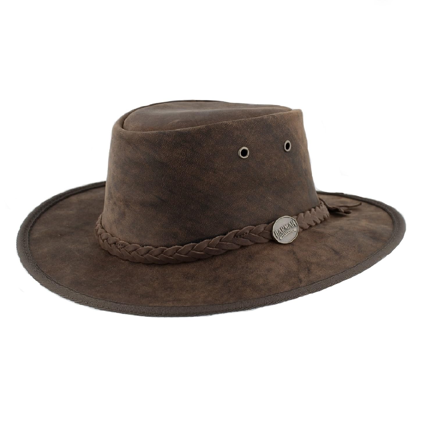 Barmah Hats Men's Dark Brown Barmah - Foldaway Aussie Bronco Leather Hat With Ufp Protection 1060 (Xxl(62Cm), )