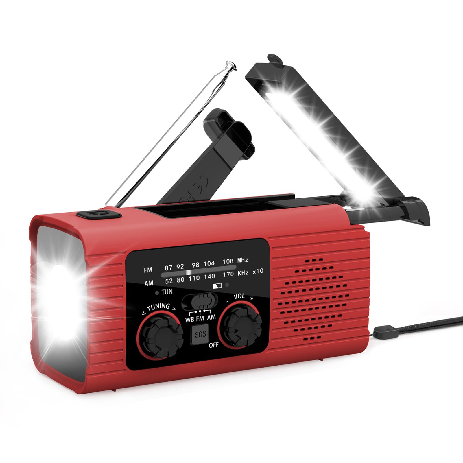 Radio De Emergencia Portátil - R-adio De Manivela De Energía Solar, Radios De Alarma SOS, con Linterna LED, 3 Métodos De Carga, Radios Am/FM/NOAA con Pilas, para Camping, Viajes, Ourdoor