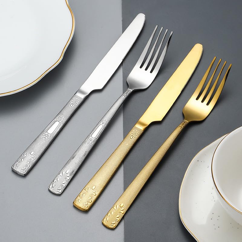 Este Juego de Cubiertos para 12 Personas, de Acero 18/8, es un Juego de Cubiertos para Mesa, Ideal para el hogar y restaurantes. Es Apto para lavavajillas, ergonómico y Duradero. Color Plate