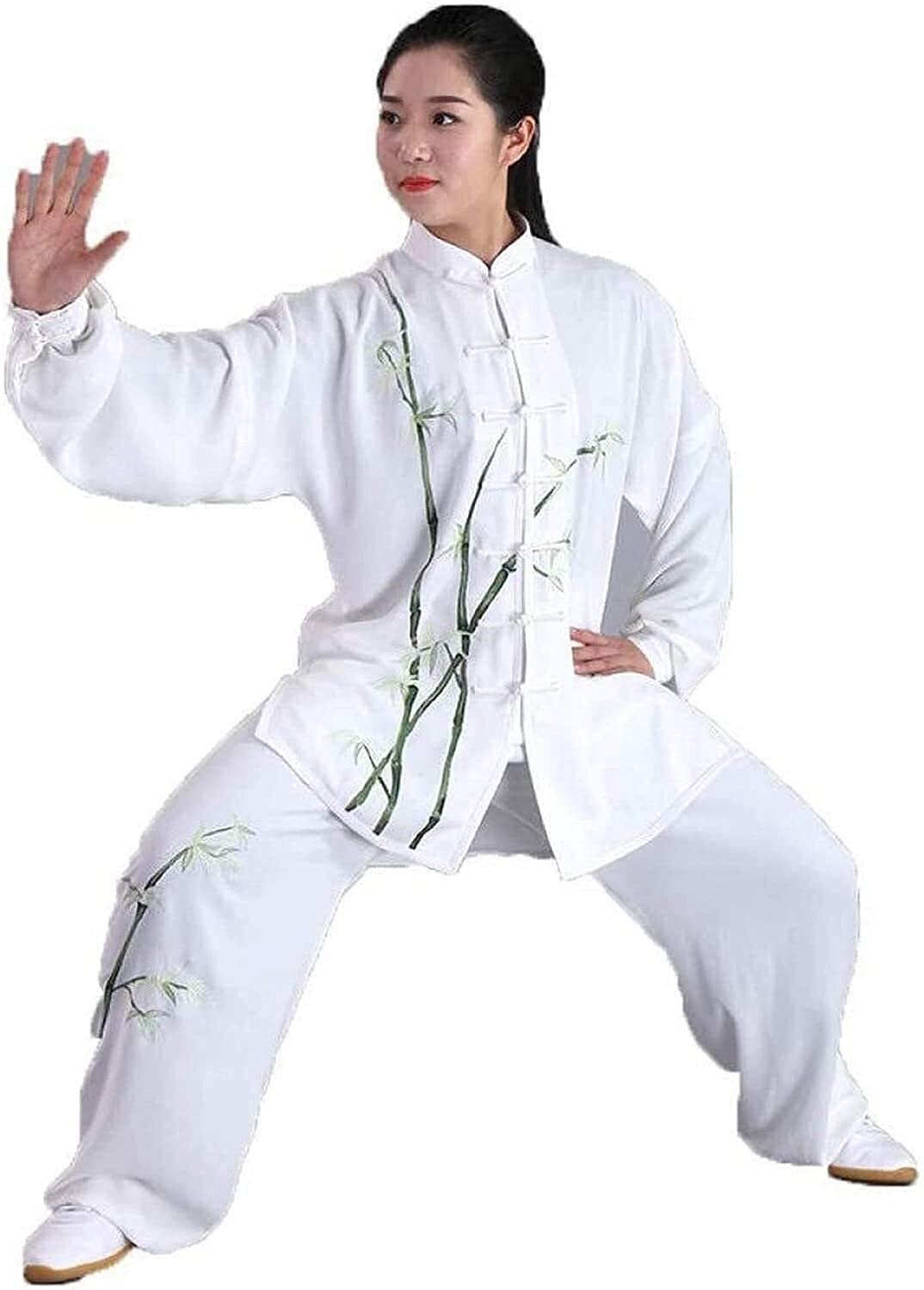 Zestaw mundurków Tai Chi Odzież Kung Fu Garnitur Tang, Odzież męska Tai Chi Kobiety Mężczyźni Przytulny, oddychający haft Mundur Tai Chi Luźny poliester Ubrania do jogi Kungfu (kolor: żółty, rozmiar