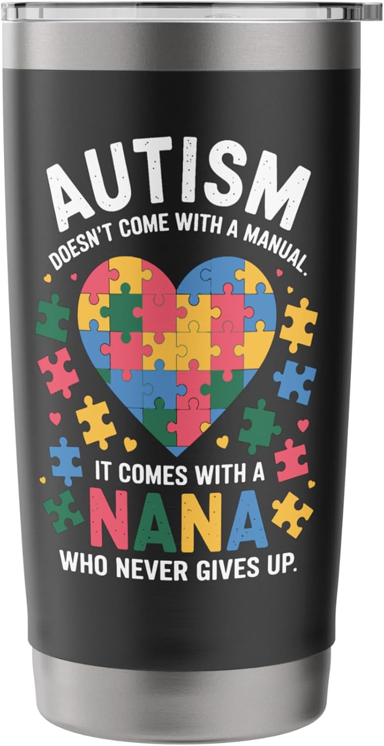 Autism Nana Doesn't Come with a Manual Puzzle Heart Women Stainless Steel Insulated Tumbler - Image 3