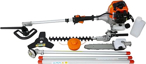 Miniatura 6 de Tomkate Herramienta de recorte multifuncional 4 en 1, sistema de herramientas de jardín de 2 ciclos de 33CC con sierra de poste de gas, cortasetos,