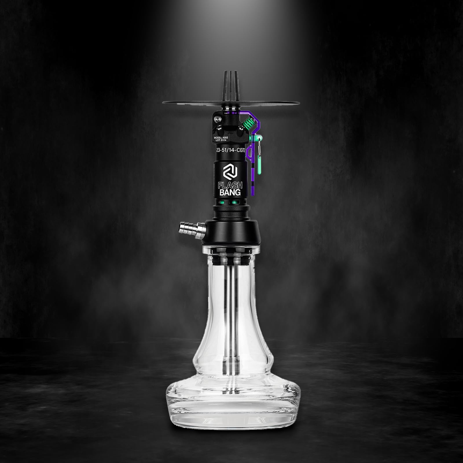 Moze - Amotion - Flashbang - Premium Edelstahl Shisha in detailierter Flashbang Optik - Hochwertige Verarbeitung (Grape)