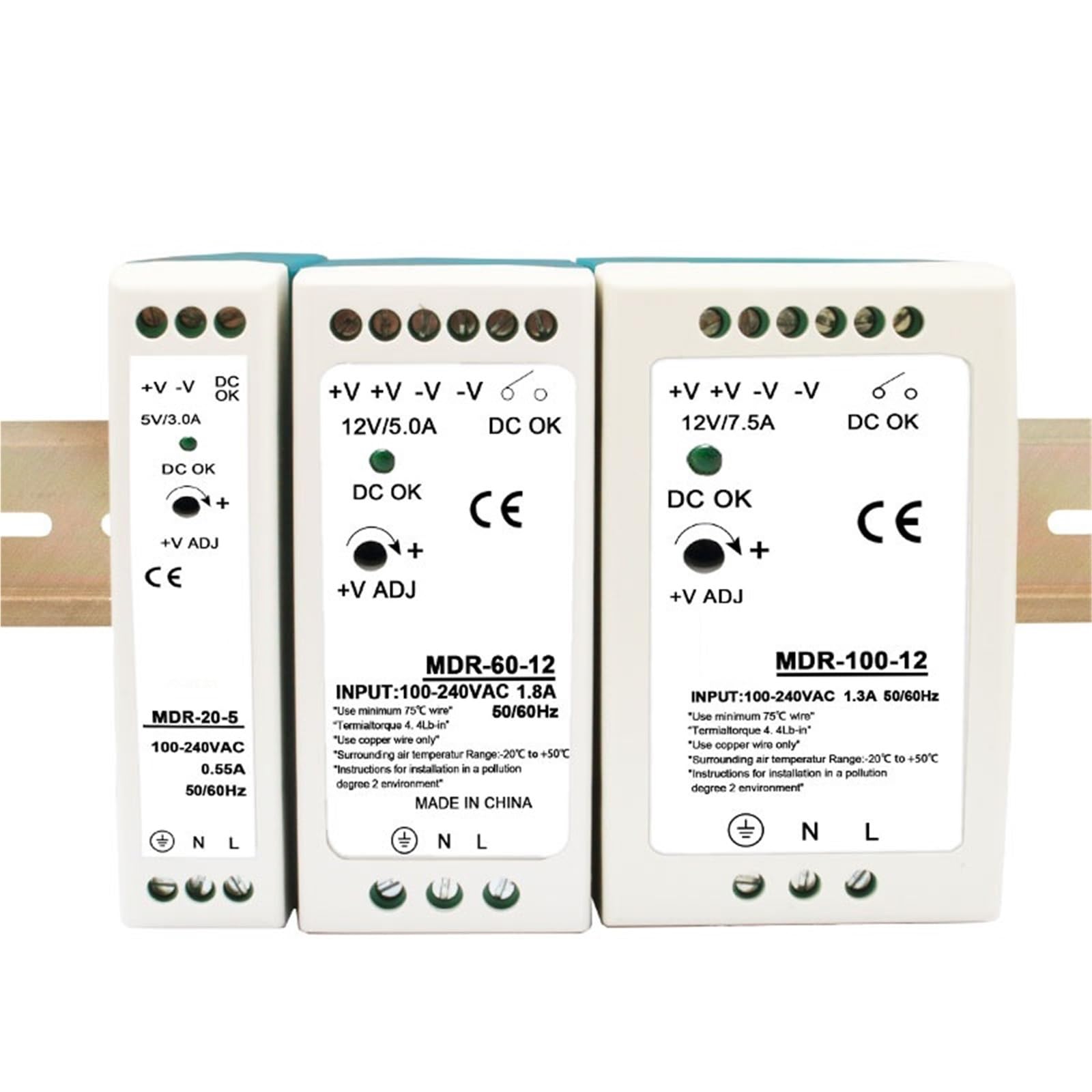 Alimentation DIN Rail 12V MDR-20-12 pour armoire électrique industrielle