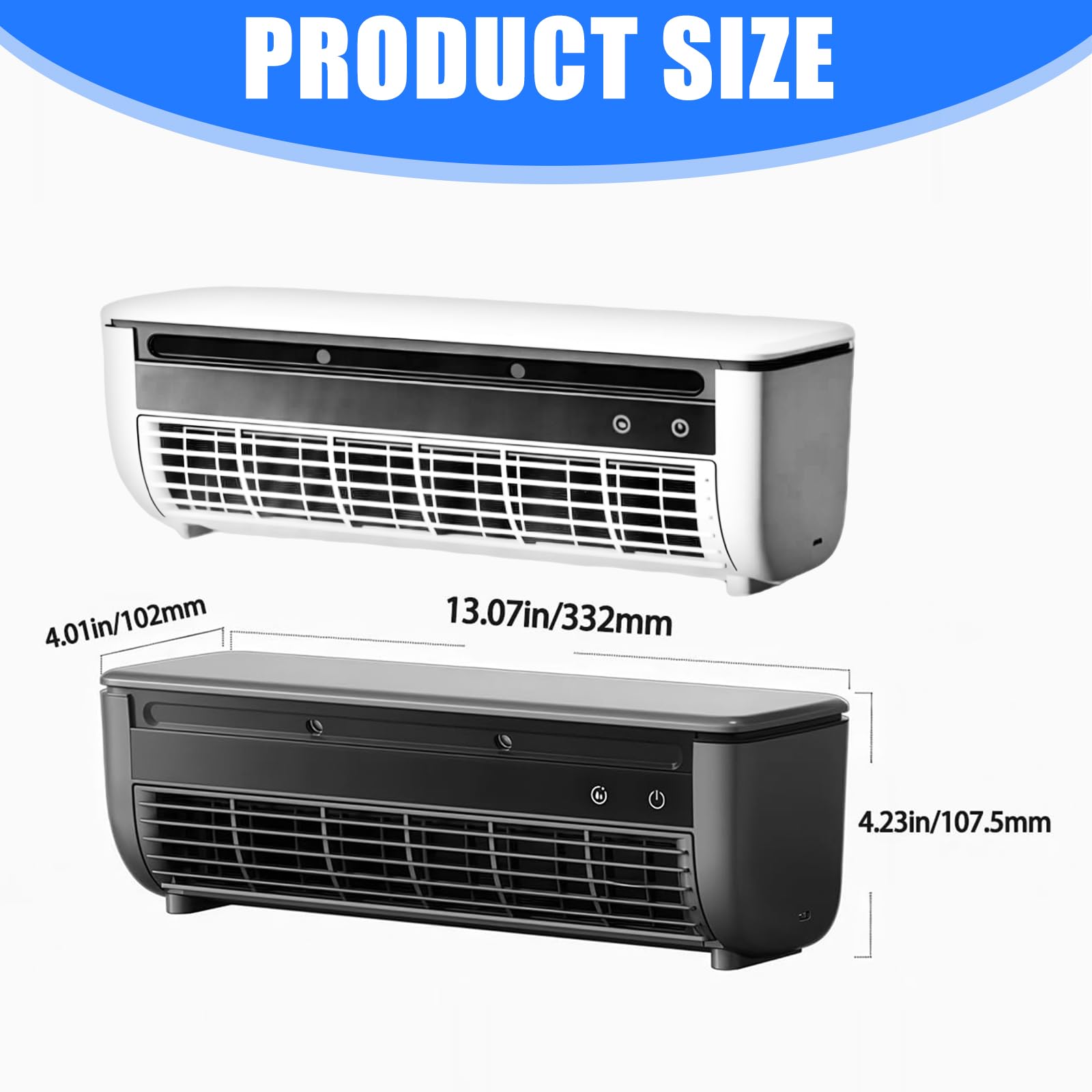 Climatiseur Mu-ral sans Évacuation, Climatiseur sans Conduit, Ventilateur Mu-ral Silencieux, Climatiseurs Muraux Portables avec Télécommande, 3 Vitesses