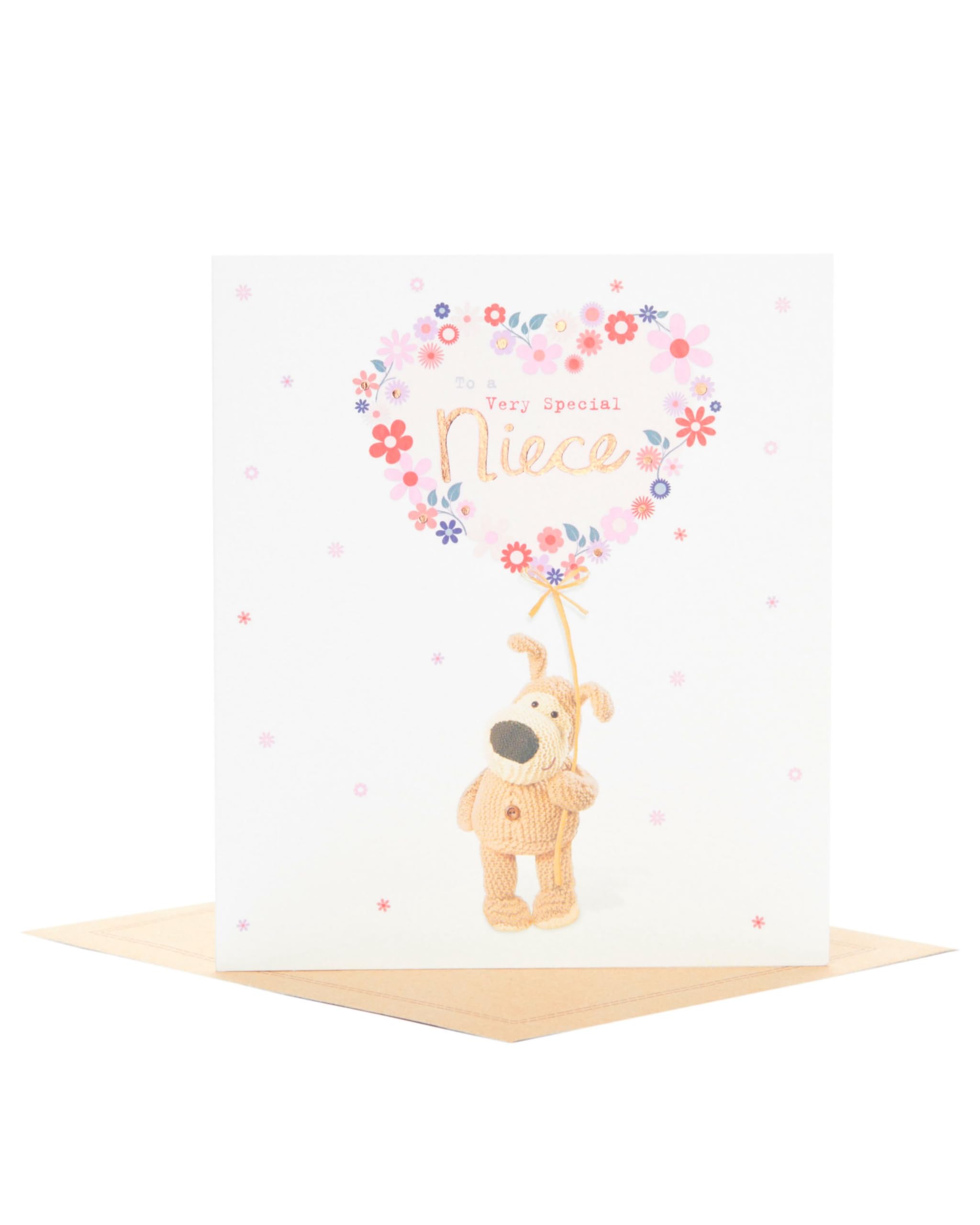 Boofle | Birthday Card For Niece | Happy Birthday Gifts | Her, Girls, Women | Big Flower Balloon Design | With Envelope | 165 x 190 mm