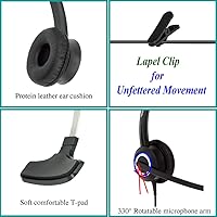 Vista 5 de Auriculares para teléfono con cancelación de ruido, micrófono RJ9 U10P, cable inferior compatible con Polycom VVX, Mitel, Shoretel, Avaya Digital