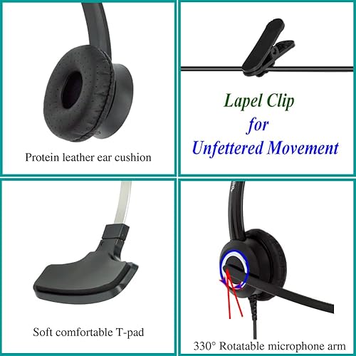 Miniatura 7 de Auriculares para teléfono con cancelación de ruido, micrófono RJ9 U10P, cable inferior compatible con Polycom VVX, Mitel, Shoretel, Avaya Digital