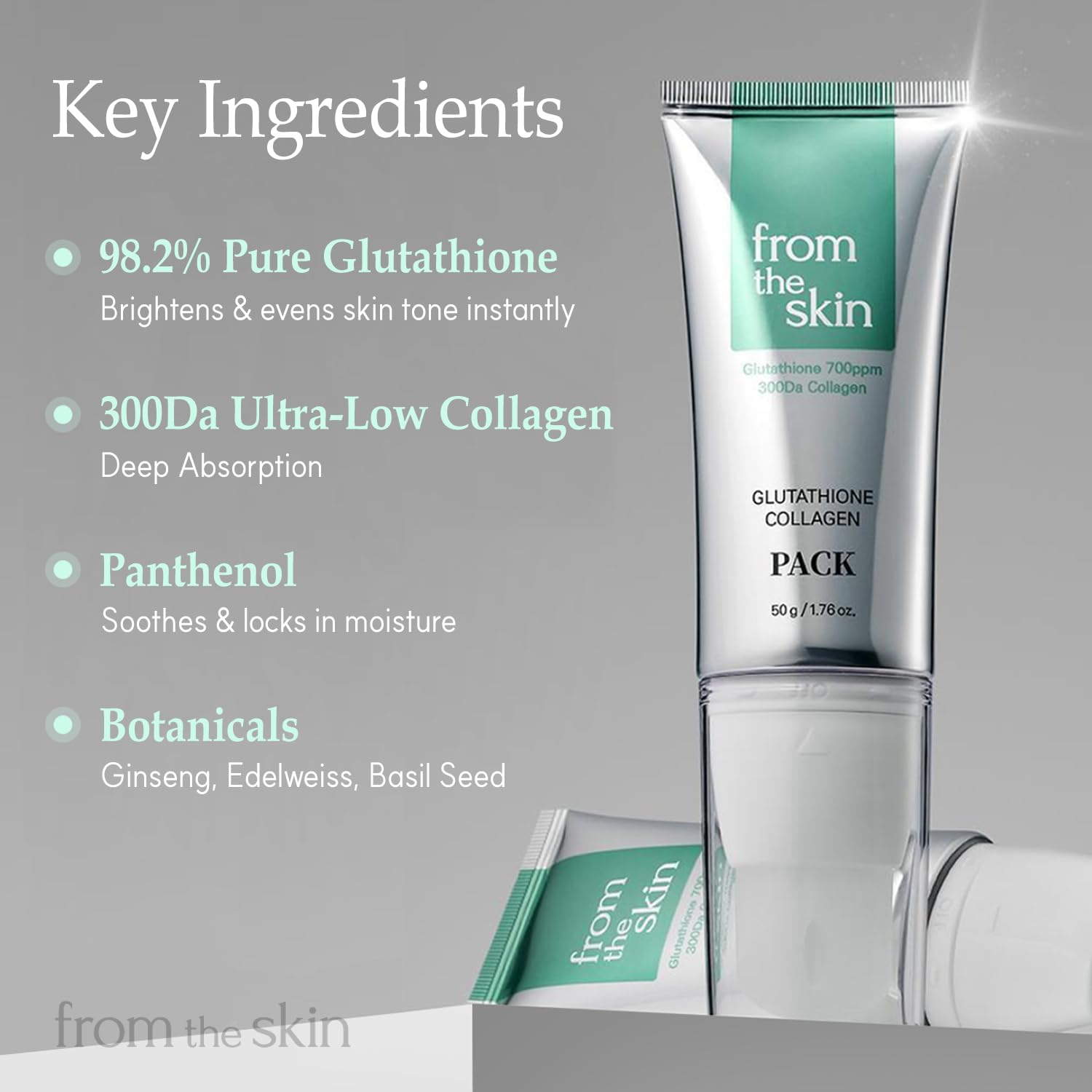 FROM THE SKIN Glutathione Collagen Peel Off Mask - Anti Aging Korean Face Mask, Face Lift, Radiance Boost, Reduces Wrinkles