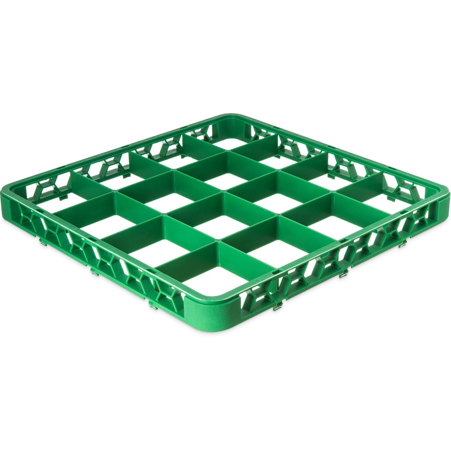 Carlisle FoodService Products OptiClean Color-Coded 16 Compartments Divided Glass Rack Extender for Commercial Dishwashers – Rack Height Extender, 4.45" x 4.45" Compartments, Green
