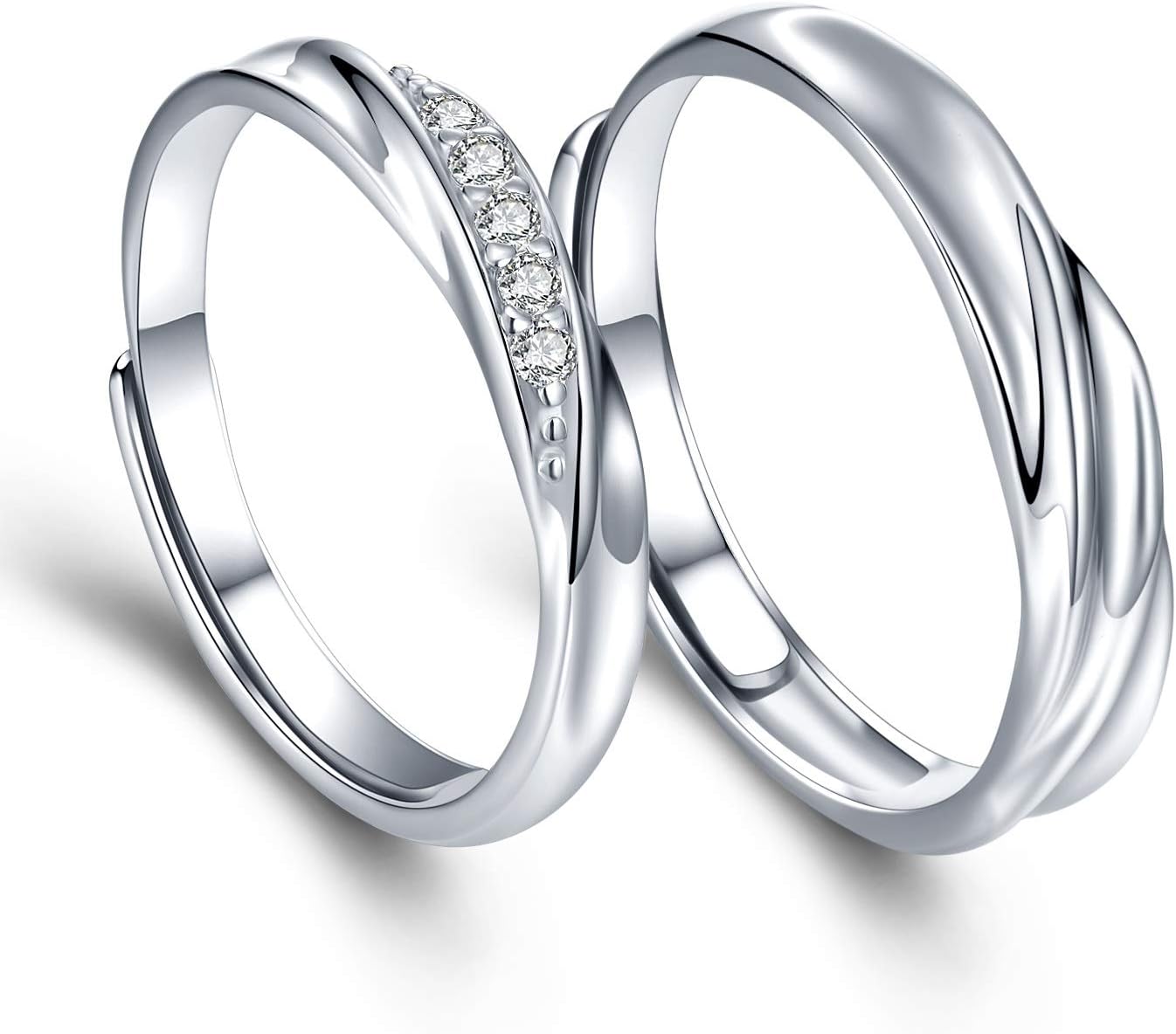Mens Womens Endless love Silver rings Adjustable Ring Swarovski Cubic Zirconia Wedding Ring Promise Ring Couples Ring