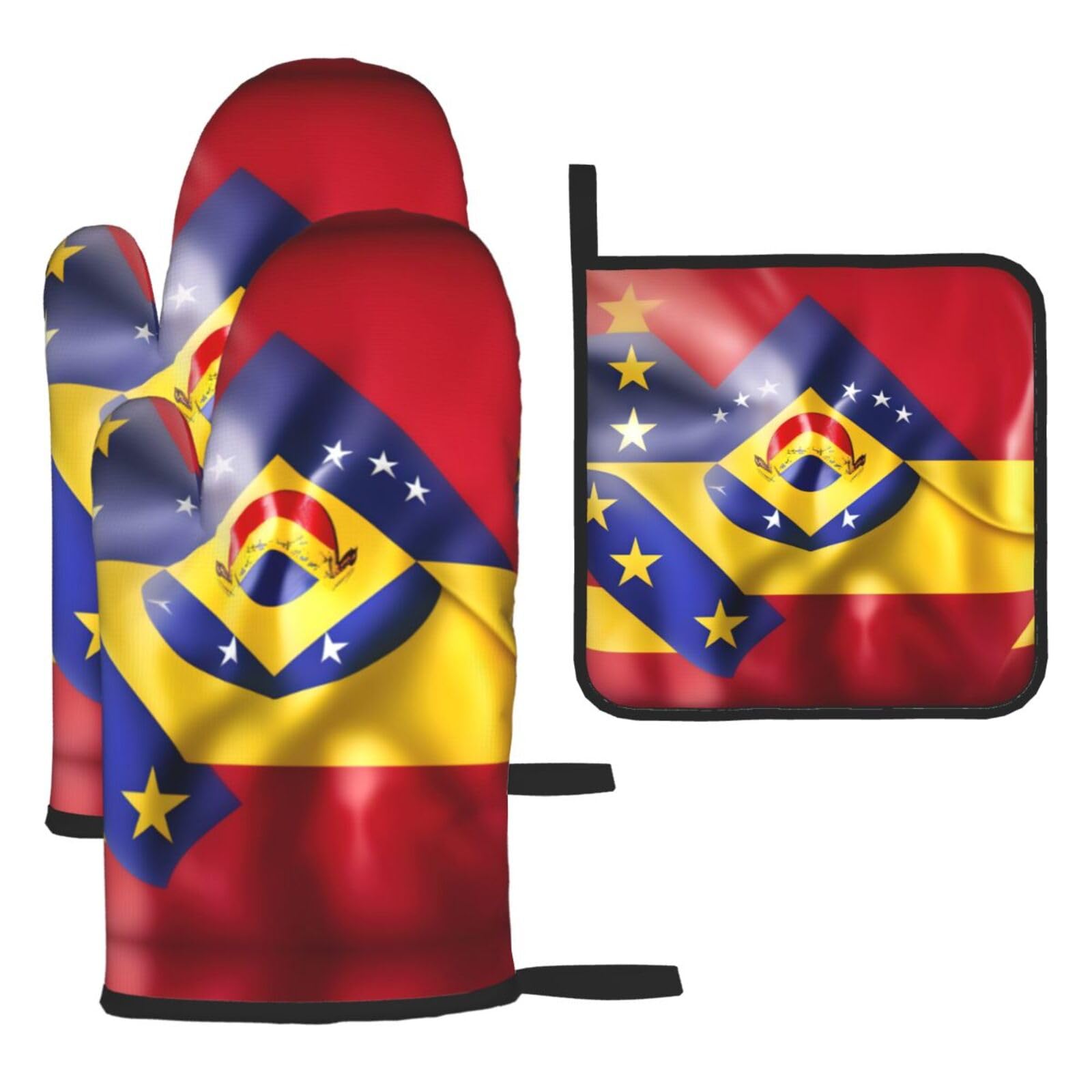 Flag of Venezuela Christmas Oven Mitts,Cute Cooking Glove,Heat Resistant,Oven Mitts Gift for Mom,Housewarming