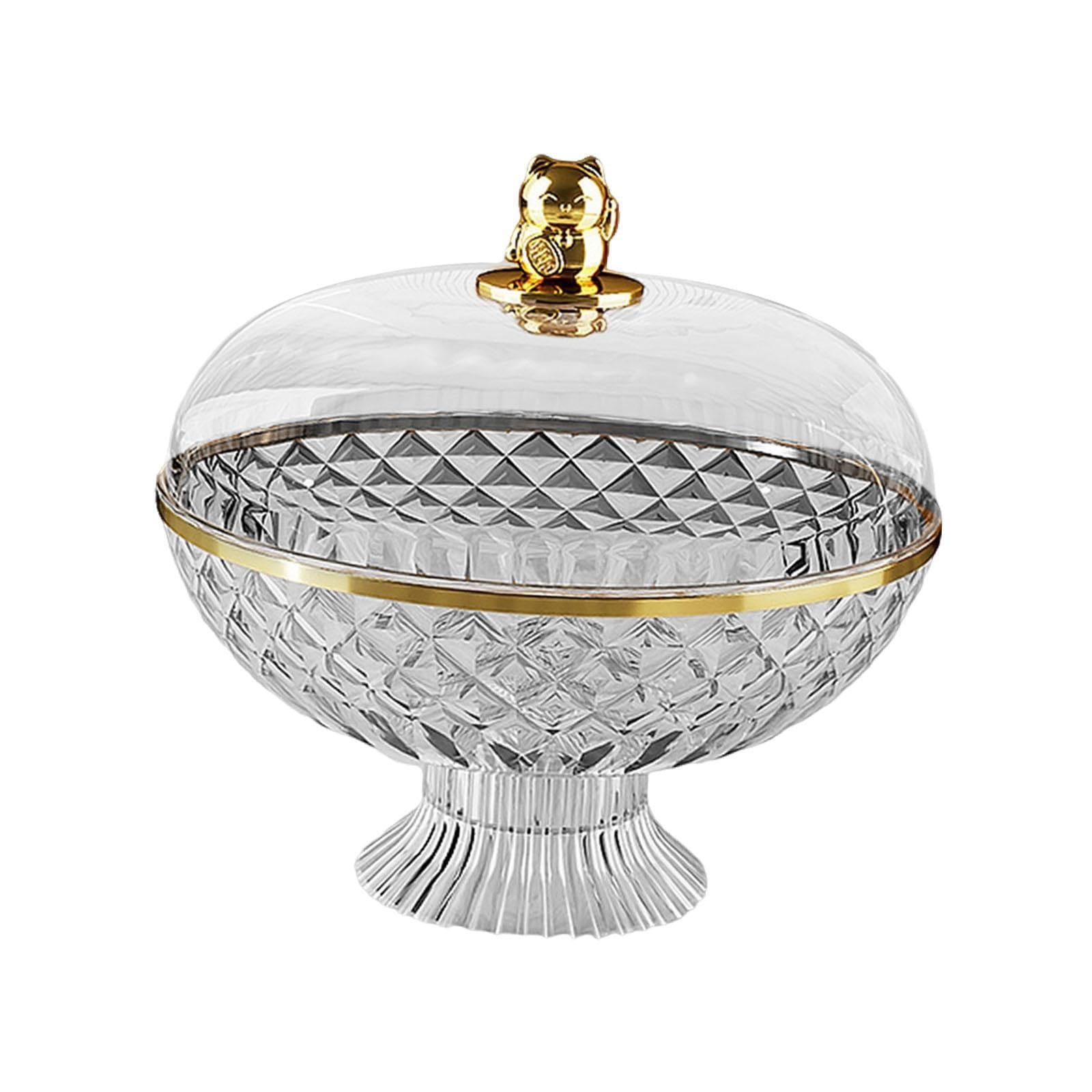 YIXANNX Removable Pedestal Fruit Bowl Offers Functionality And Aesthetic Appeal To Any Kitchen Countertop Fruit Bowl With Lid Pedestal Is Made Of PET , Clear , 21x25.8cm