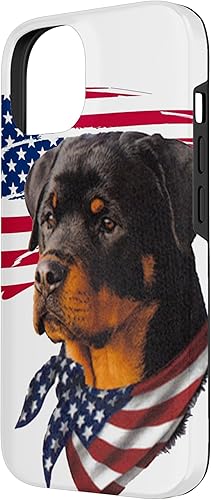 Miniatura 5 de Funda impresionante para iPhone 13 Pro Max Rottweiler Dog con la bandera estadounidense