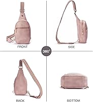 Vista 56 de Telena Riñonera pequeña para mujer, de cuero, cangureras, bolsa de pecho para mujer