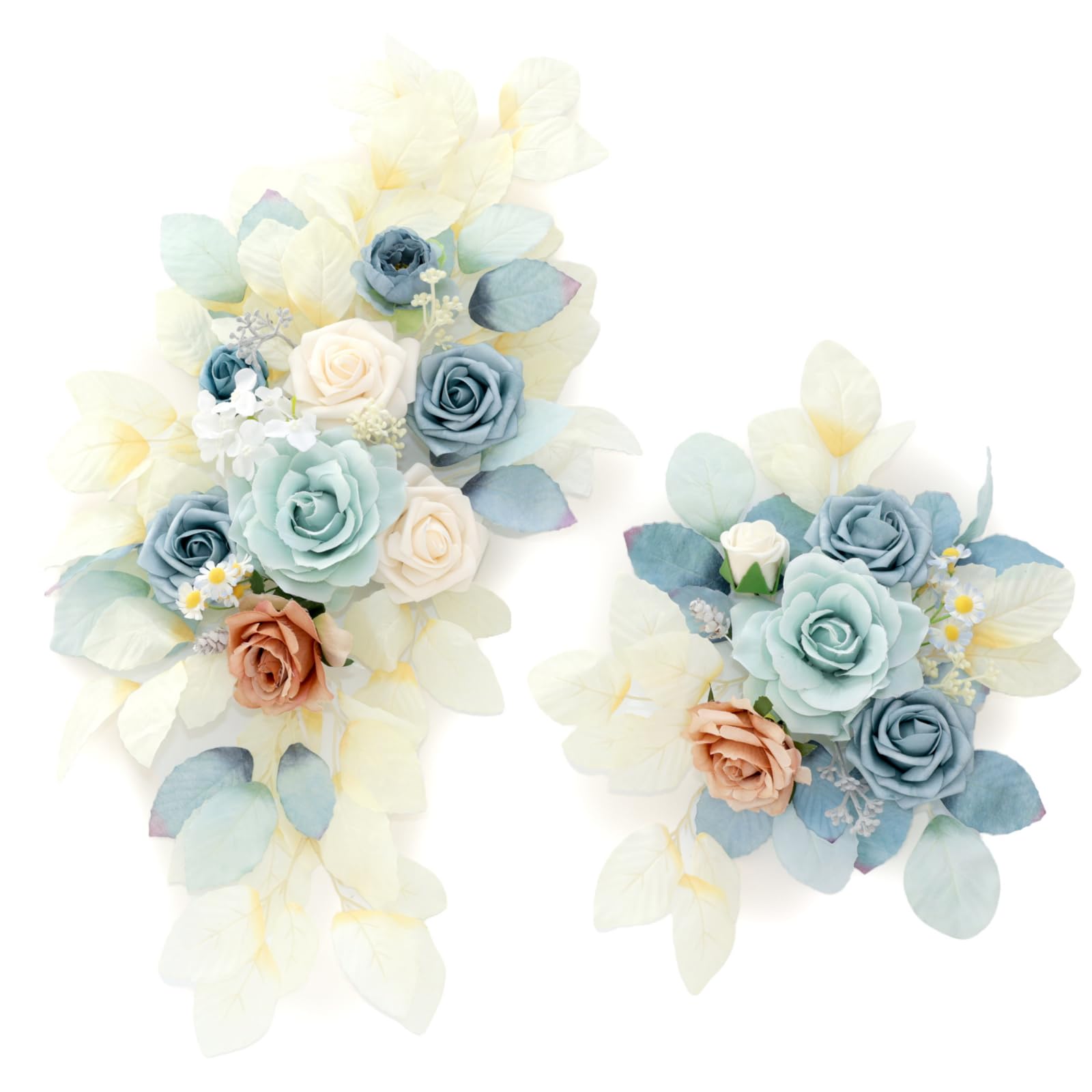 Photo 1 of **DIRTY** Flrunwu Artificial Flowers Decorations Pack of 2,Centerpieces for Wedding Reception Backdrop Decoration, Floral Decor Wall Home Entryway OutdoorDecorations (Blue)