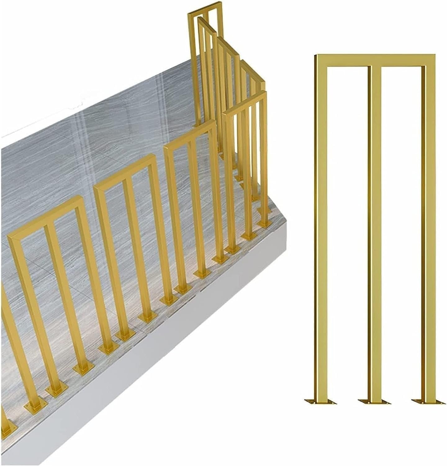 Fkxsxaz Girls Gold M Stair Railing Deck Balusters U/M Shaped Staircase Handrail For Loft Platform, Hotel And Home Villas, Children Seniors Safety Hand Rail Support Rod Balconies Hall,-55Cm/21.6 I