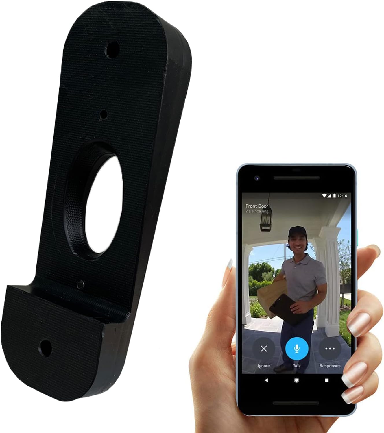 TEYOUYI Vinyl Siding Mount for Nest Hello Doorbell, Angle Mount Wedge for Google Nest Doorbell (Wired) Outdoor (4" Standard Vinyl, Hardi Board, Aluminum, Cedar Black