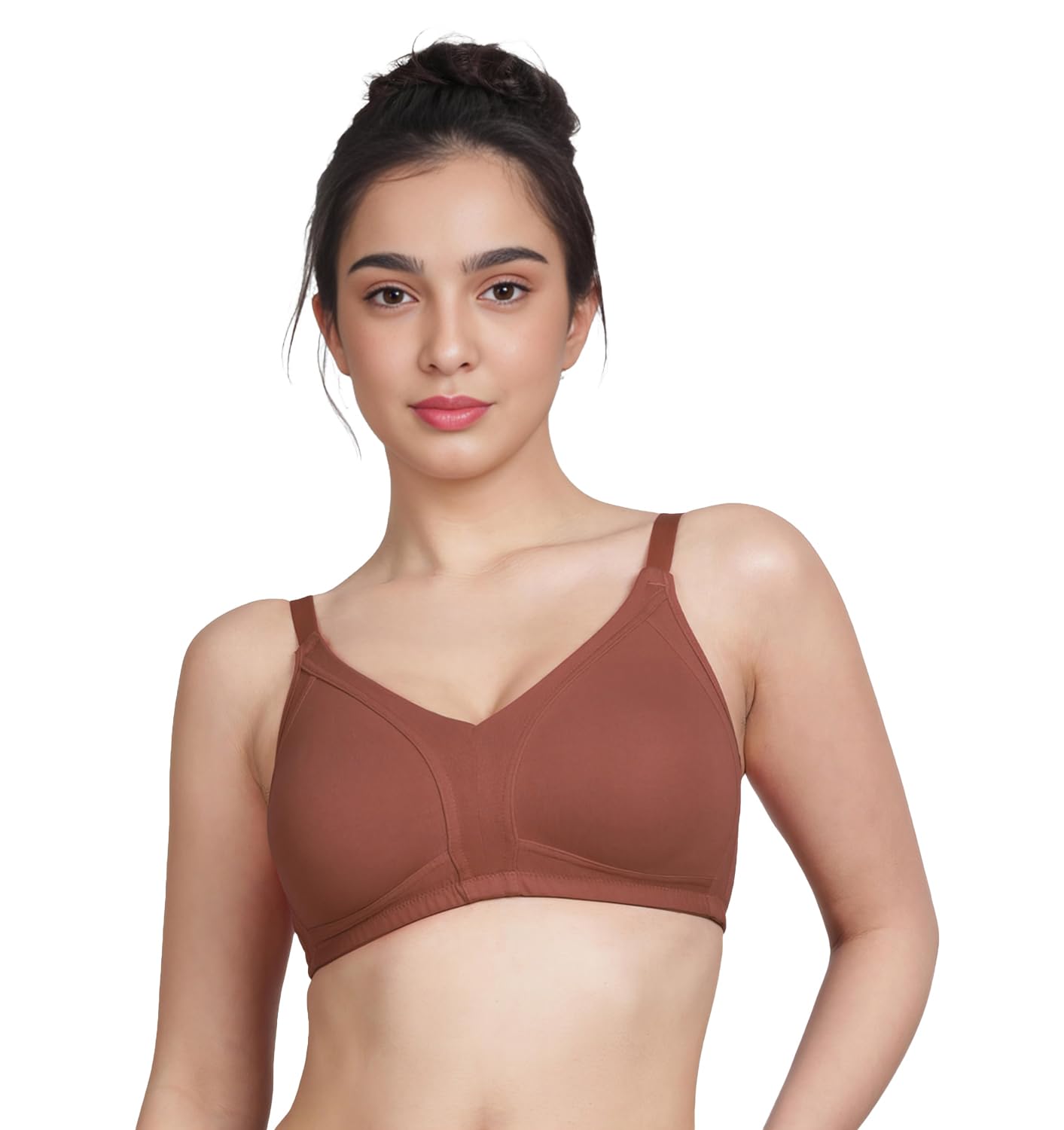Susie Rustic Brown Moulded M-Frame Non Padded Everyday Bra-image-9