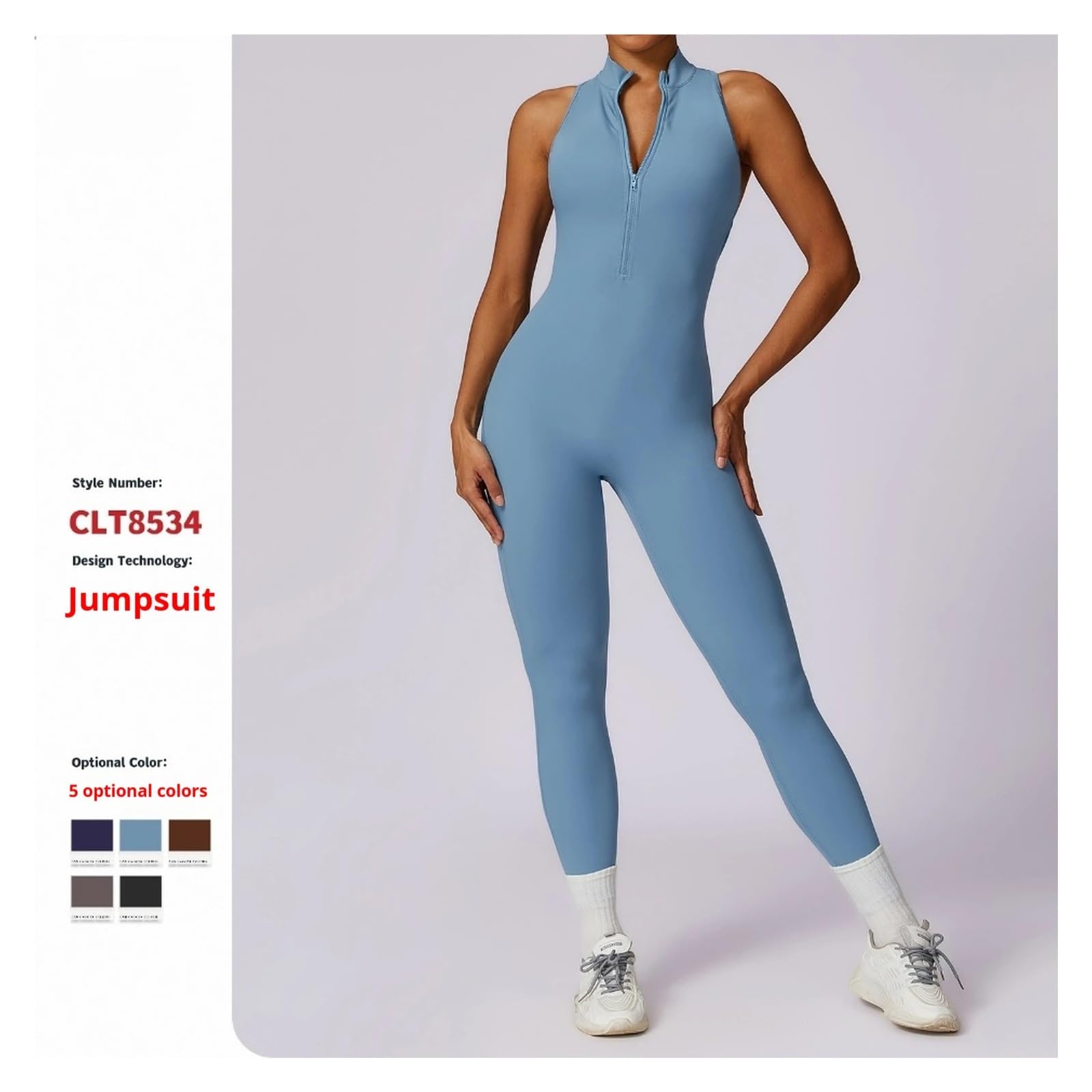 Tuta da yoga con schiena scoperta Tuta sportiva da yoga con cerniera ad asciugatura rapida color carne, for allenamento fitness intenso per fitness