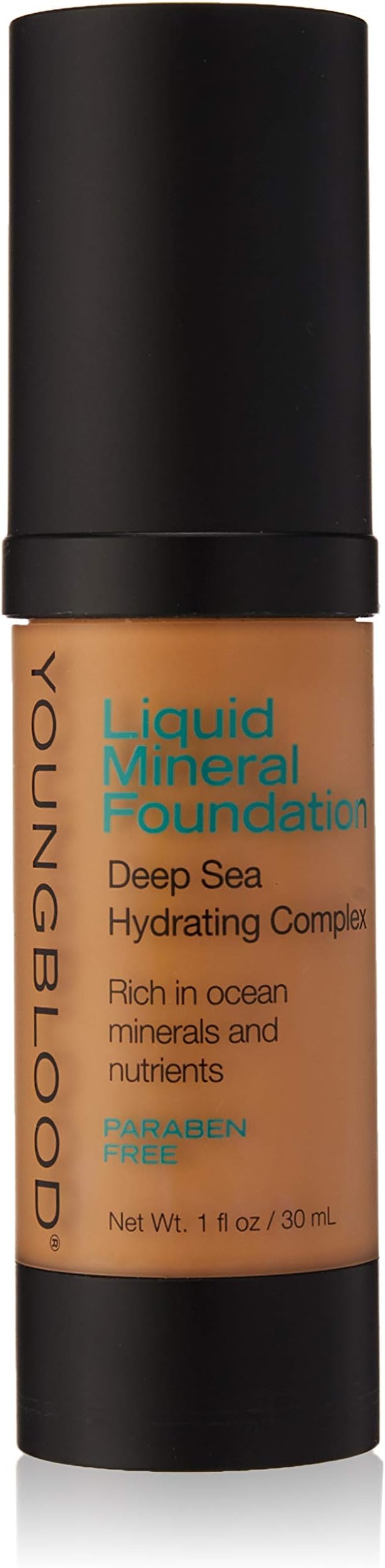 Youngblood Clean Luxury Cosmetics Liquid Mineral Foundation, Tahitian Sun | Dewy Mineral Lightweight Full Coverage Makeup for Dry Skin Poreless Flawless Tinted Glow | Vegan, Cruelty Free, Gluten-Free