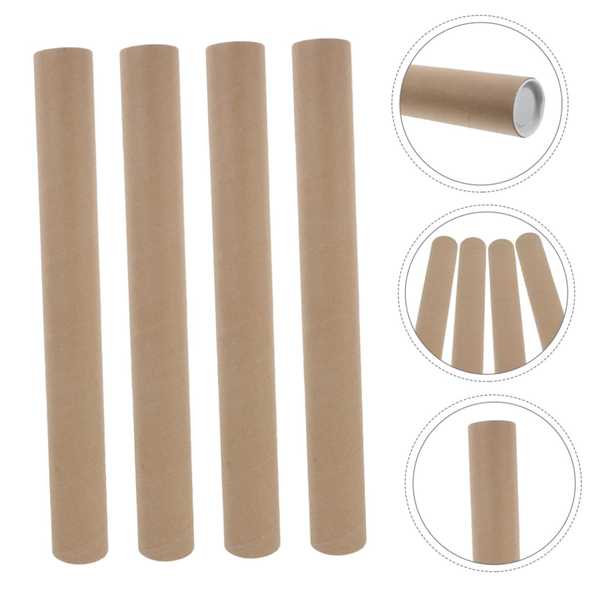 HOMSFOU 10pièces Tube Carton Kraft Cylindrique Réutilisable Pour Ranger Affiches Cartes Impressions Art Et Matériel De Bureau