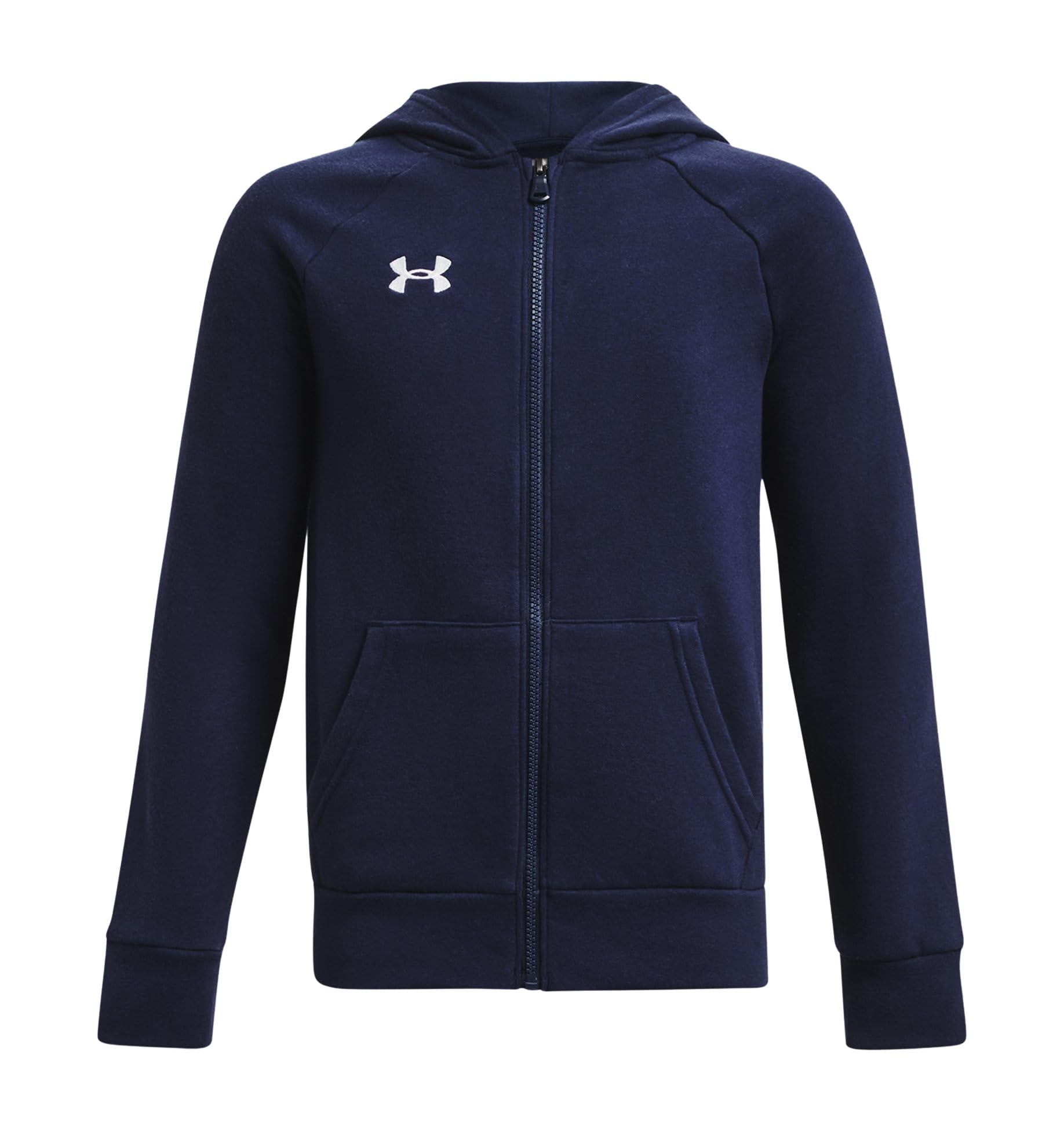 UNDER ARMOUR Boys Rival Fleece Full Zip Hoodie, Grey, Size Xs=5-6 Years