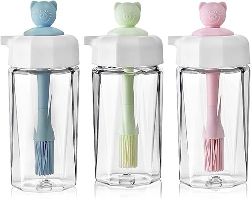 A-XINTONG - Juego de 3 cepillos para botellas de aceite, cepillos portátiles de silicona de grado alimenticio para barbacoa, botella de aceite de