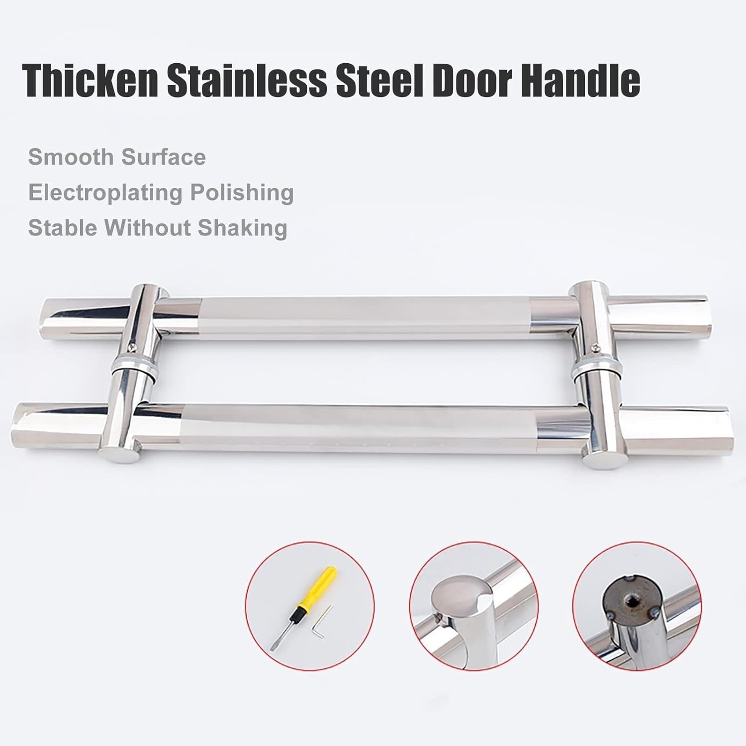 Adjustable Hole Spacing Door Handle Silver,Stainless Steel Ladder Type Handles,Paired Door Pull Grab Bar Hardware Set,50 60 80 120 150 cm Long