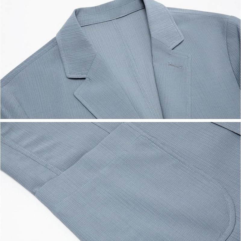 Generico Giacca Uomo Blazer, Blazer da Uomo Leggero Ed Elasticizzato, vestibilità Regolare, Due Bottoni, Sfoderato, Giacca Sportiva Leggera da Lavoro, Giacca Estiva Traspirante, Protettiva dal Sole
