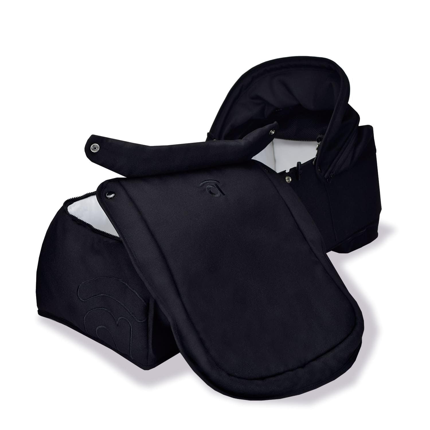 Asalvo CARRYCOT Capazo para Silla Doble Bro, Asas de Transporte, Capota con ventilación, Plegado Compacto, Colchón Incluido, Desde 0 Meses hasta 9kg, Negro