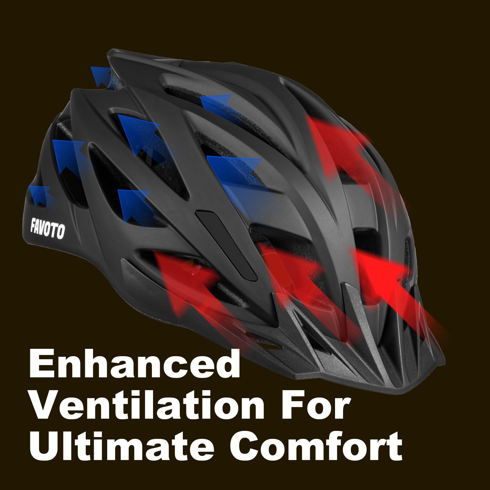 Favoto Casque Vélo Adulte Léger Respirant Homme Femme Route VTT Anti-Choc Taille Réglable L 59-61cm Noir