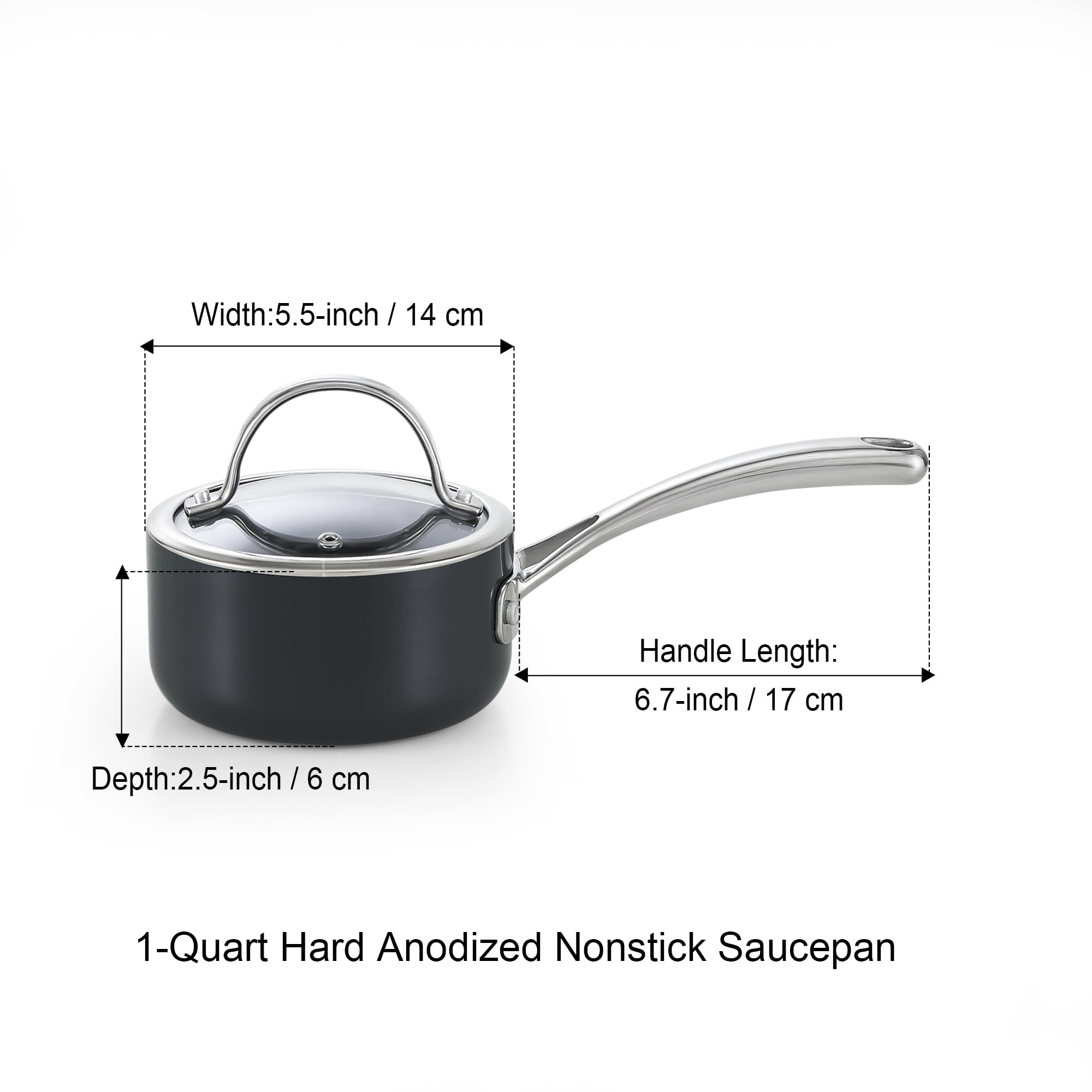 Sauce Pan 14cm, 1 Quart - Niet Stick Steelpan Met Deksel - Kleine Pan Multi Purpose Sauce Pot Voor Keuken Restaurants