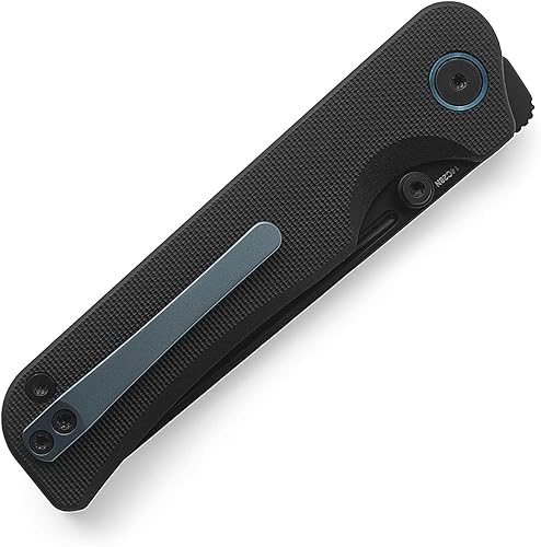 Miniatura 4 de Miguron Knives M Pagos - Cuchillo plegable frontal de 3.16 pulgadas, negro PVD 14c28n, hoja negra G10, mango G10, cuchillo de bolsillo MGR-807SBK