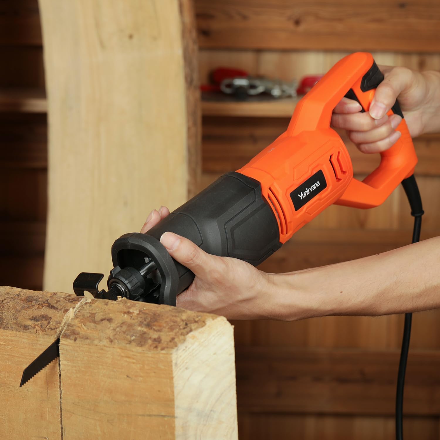 Yunirvana 710W seghetto alternativo 3000 RPM Velocità Variabile, sega a gattuccio per tagli precisi in legno, metallo e molto altro, 3 Lame per Legno e Metallo YC77112