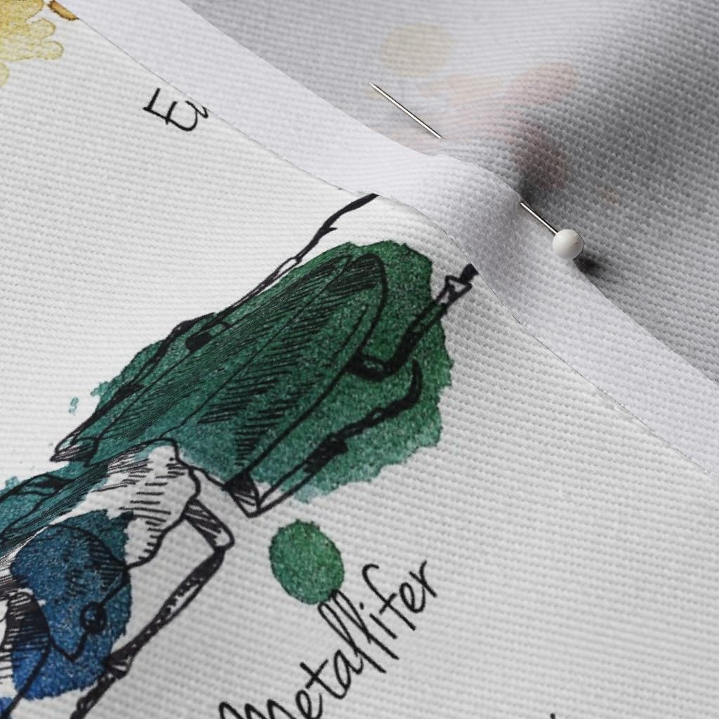 Spoonflower Fabric - Entomology Insects Collection Bugs Watercolor Beetle Bug Printed on Denim Fabric by The Yard - Bottomweight Apparel Home Decor Upholstery