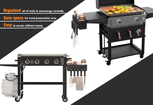 Miniatura 3 de Organizador de parrilla para parrilla Blackstone de 28"36" Pro-SeriesAirFryer Combo y soporte de parrilla 5013, contenedor de condimentos para