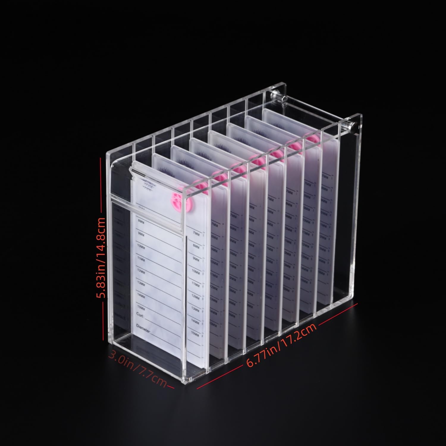 Acrylic Transparent Eyelash Storage Box, 8 Layers False Eyelashes Glue Pallet Holder Display Grafting Eye lashes Extension Close-Packed Display with 8 Pallets Clear Makeup Organizer (White)