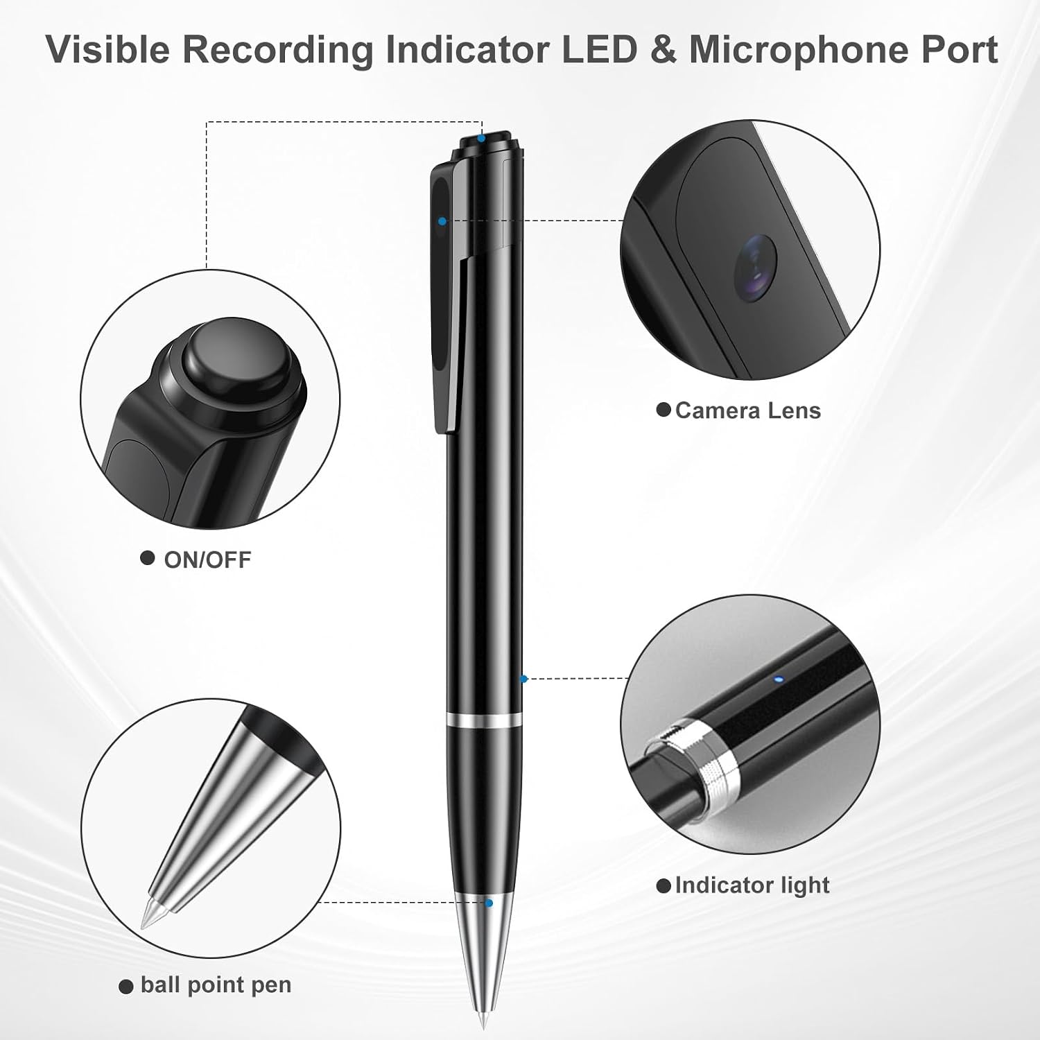 Camera Pen,1080p Video Body Camera with 64G Built-in Memory,MINI Nanny Video Recorder for Meeting,Classroom Reading