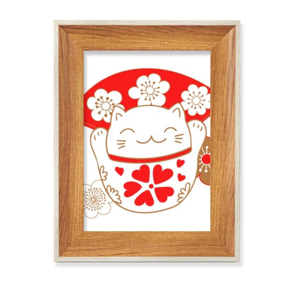 Tableau art japonais Fortune Cat et cadre photo bois haut de gamme pour intérieur